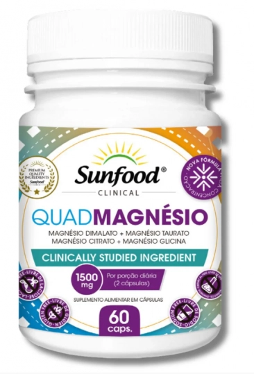 Quadmagnésio, Magnésio 4 em 1, 1500mg, 60 Cápsulas, Sunfood