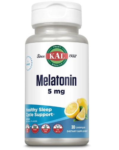 Melatonina 5mg com Vitamina B6, Pastilhas sabor limão, KAL
