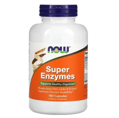 Super Enzymes, Digestão Saudável, 180 Cápsulas, Now