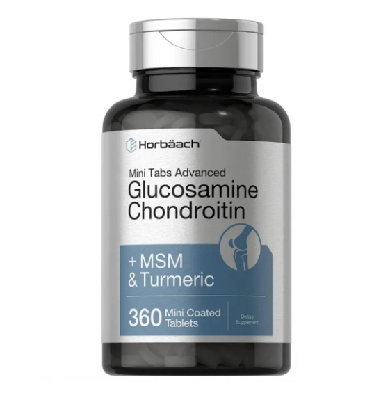 Glucosamina  Condroitina, + MSM e Turmeric, 900mg, 360 Mini Comprimidos, Horbaach