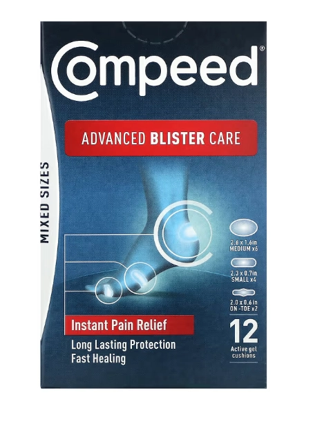 Advanced Blister Care, Tamanhos mistos, 12 almofadas de gel ativo, Compeed