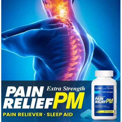 Pain Relief, Acetaminofeno 500mg e Diphenidramina 25mg, Alívio da Dor Extra Forte, 365 Comprimidos, HealthA2Z