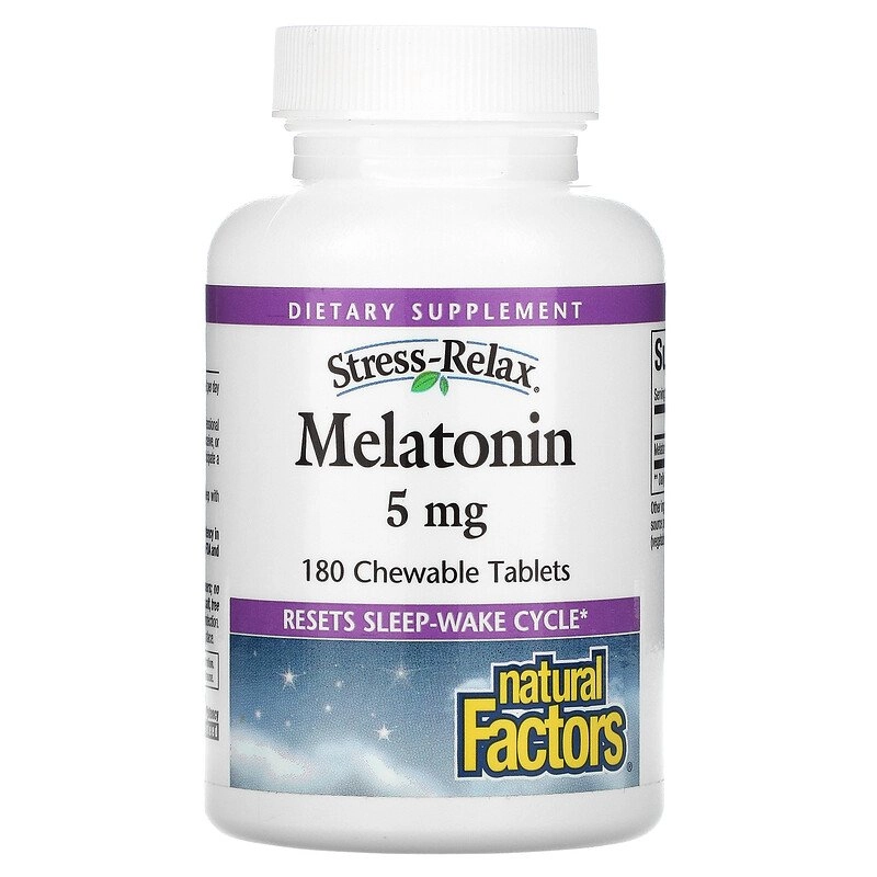 Melatonina 5mg, 180 Tabletes Mastigáveis, Natural Factors