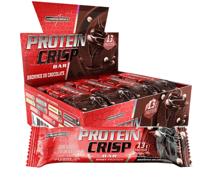 Barra Proteína Crisp Bar, Sabores, 3 Unidades, 45g Cada, Integralmédica