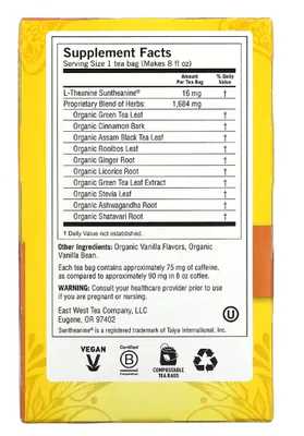 Chá, Perfect Energy, Baunilha, 16 Saquinhos de Chá, 32g, Yogi 