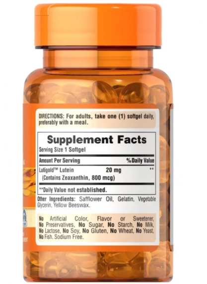 Luteína 20mg, com Zeaxantina, 120 Cápsulas, Puritan's Pride
