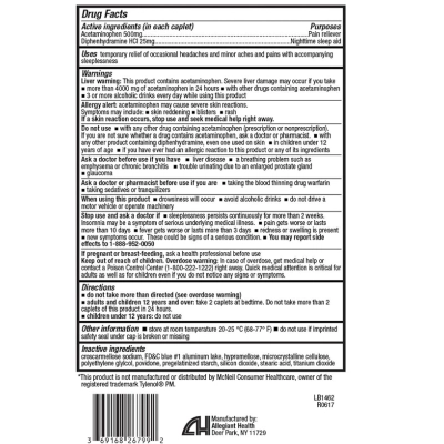 Pain Relief, Acetaminofeno 500mg e Diphenidramina 25mg, Alívio da Dor Extra Forte, 365 Comprimidos, HealthA2Z