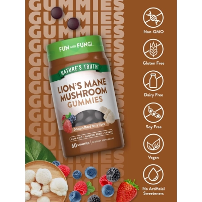 Lion's Mane Mushroom, 60 Gomas - Nature's Truth