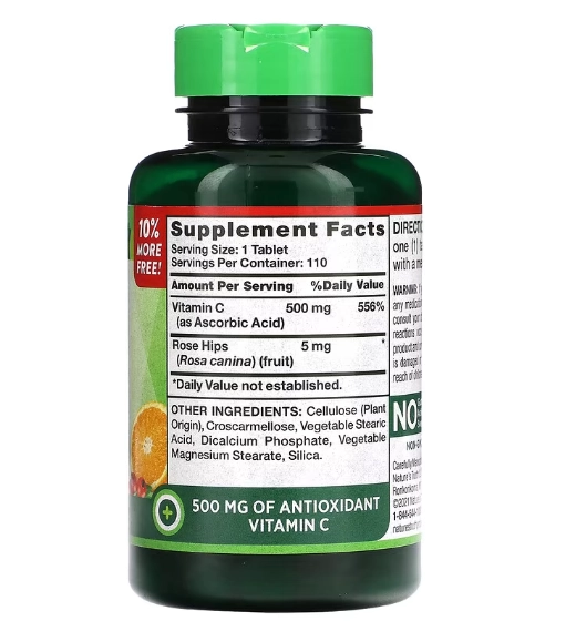Vitamina C 500mg com Rosa Selvagem, 110 Comprimidos, Nature's Truth