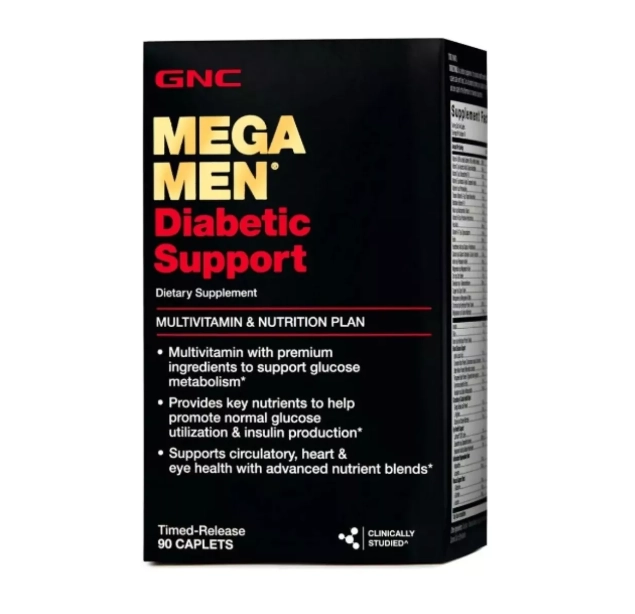 Mega Men Diabetic Support, Multivitamínico, 90 Cápsulas, GNC