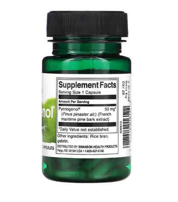 Pycnogenol, 50mg, 50 Cápsulas, Swanson