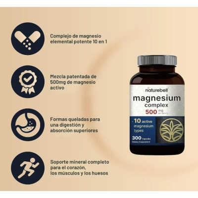 Complexo de Magnésio 500mg, 10 em 1, 300 Cápsulas, NatureBell 