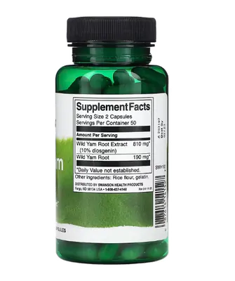 Wild Yam Root, Raiz de Inhame Selvagem, 100 Cápsulas, Swanson