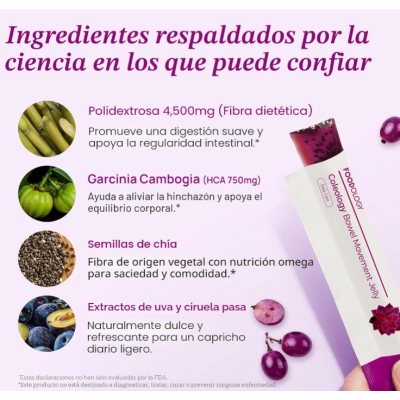 Coleology Geleia para Movimentos Intestinais com Fibra Prebiótica e Polidextrose, 10 Sachês de 25g,  Foodology