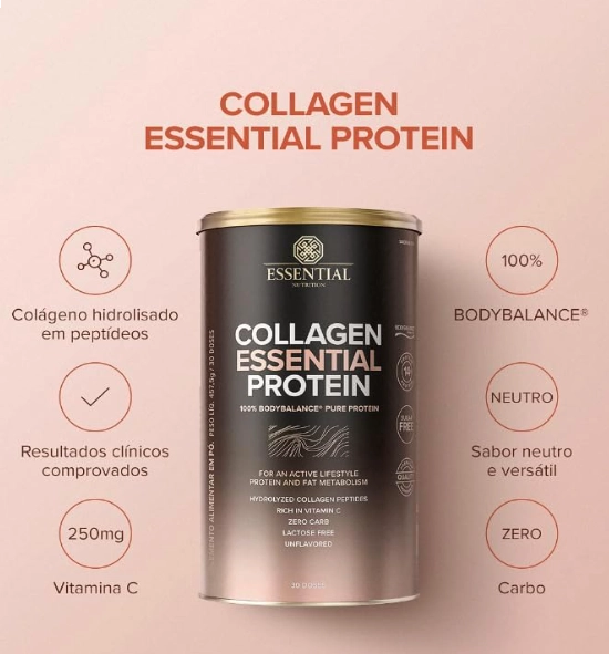 Colágeno, Collagen Essential Protein, 457,5g Sabor Neutro, Essential Nutrition