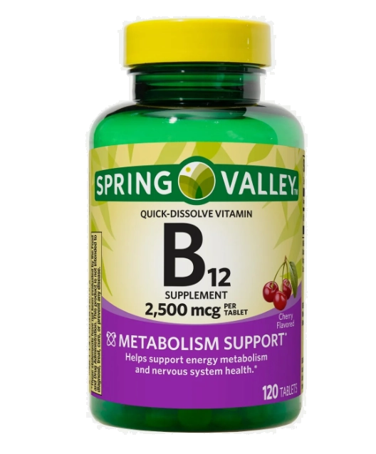 Vitamina B12, 2500mcg, 120 Comprimidos, Spring Valley
