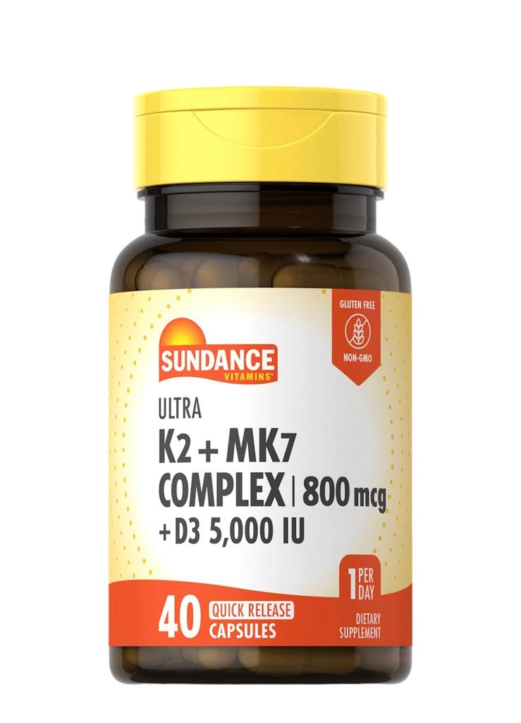 Complexo K2 MK7 100mcg, com D3 5000UI, 40 cápsulas, Sundance
