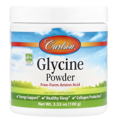 Glicina  2000mg, Aminoácido de Forma Livre, 100g em Pó, Carlson