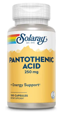 Ácido Pantotênico 250mg,100 Cápsulas, Solaray