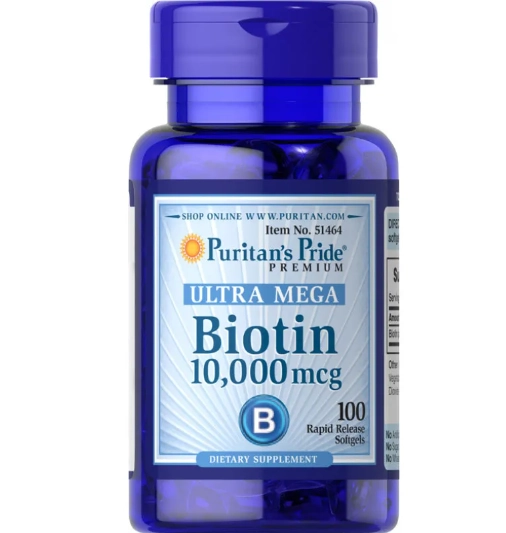 Biotina, 10.000mcg, Ultra mega, 100 Cápsulas, Puritan's Pride