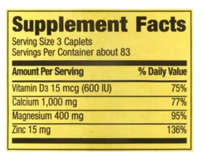 Cálcio, Magnésio e Zinco, 250 Comprimidos, Spring Valley