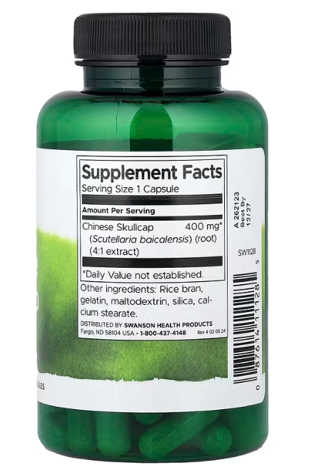Chinese Skullcap, Escutelária Chinesa 400mg, 90 Cápsulas, Swanson