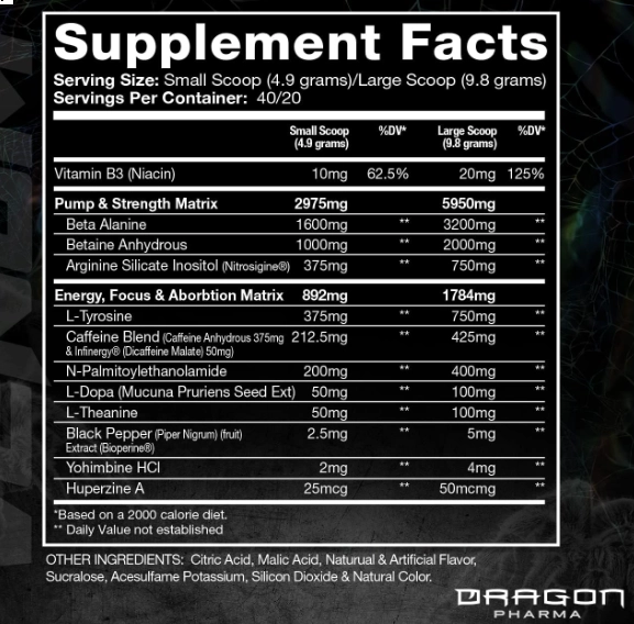 Pré Treino Venom Extreme, Foco e Energia, 196g Sabor Blue Raspberry, Dragon Pharma