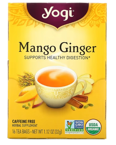 Chá, Manga e Gengibre, Sem Cafeína, 16 Saquinhos, 32g, Yogi