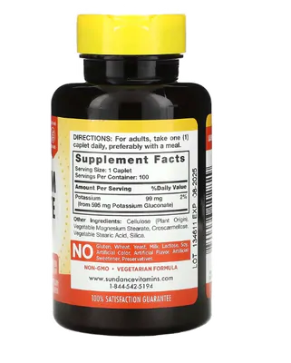 Gluconato de Potássio, 595mg, 100 Cápsulas, Sundance