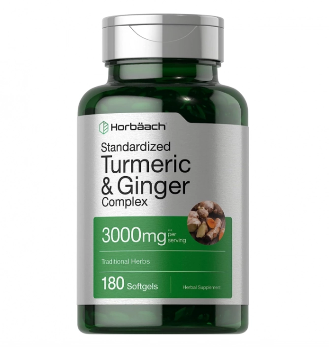 Cúrcuma, Gengibre e pimenta negra, Turmeric & ginger 3000MG, 180 capsulas, Horbaach