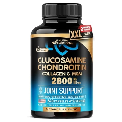 Glucosamina Condroitina 2800mg com Colágeno, Suporte Articular, Cápsulas, Nutraharmony