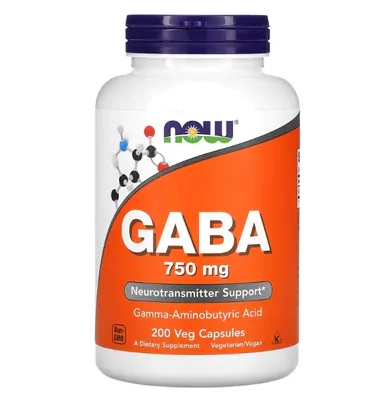 GABA 750mg, 200 Cápsulas, Now