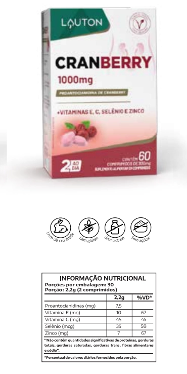 Cranberry, 1000mg, 60 Comprimidos, Lauton Nutrition