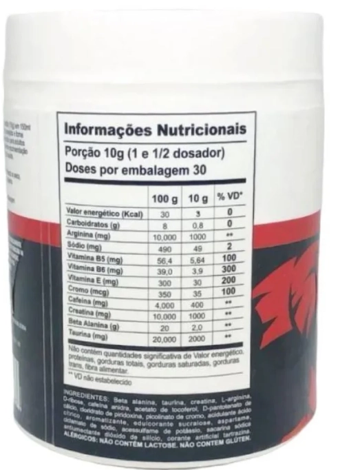 Pré Treino Bad Bull Hardcore, 300g Sabor Frutas Vermelhas, Bull Pharma