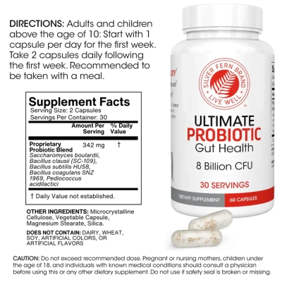 Ultimate Probiotic, 8 Billion CFU, 60 Cápsulas, Silver Fern Brand