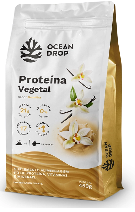 Proteína Vegetal, 450g, Sabor Baunilha, Ocean Drop