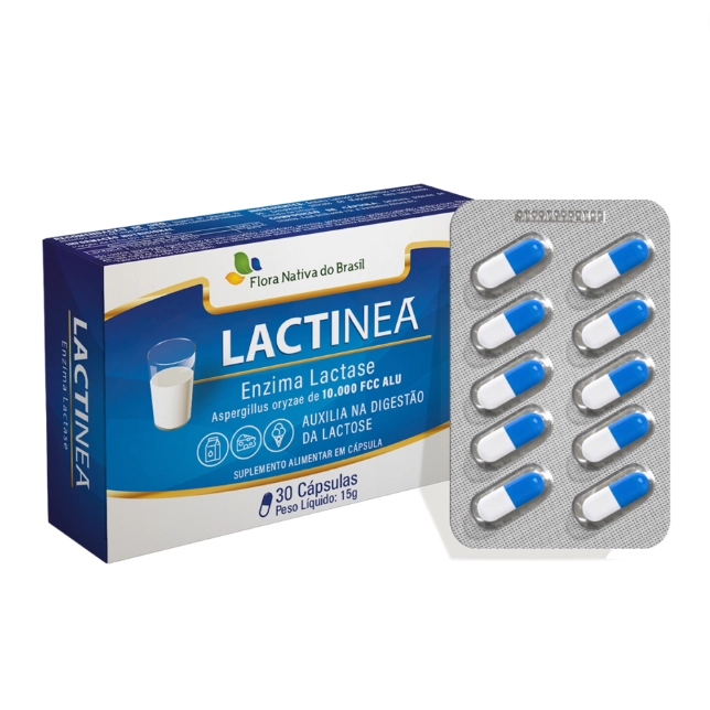 Lactinea, Enzima Lactase (10.000 FCC), 30 Cápsulas, Flora Nativa