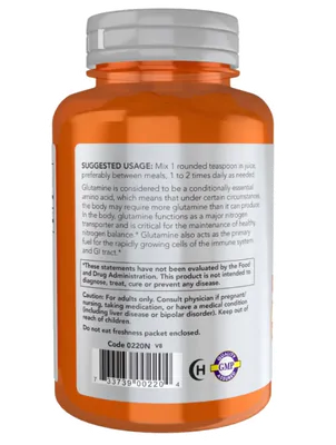 L-Glutamina em Pó, 5.000mg, 170g, Now