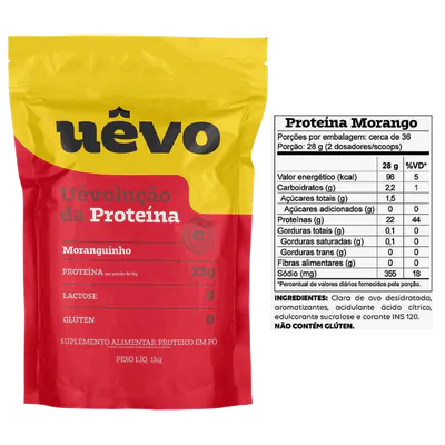 Suplemento Proteico Albumina 1kg, Sem Glúten, Com Sabores - Uêvo