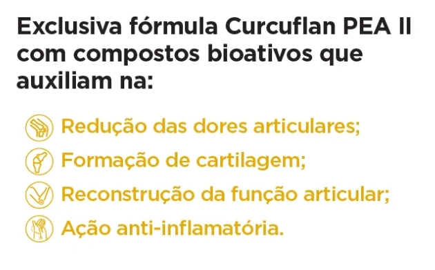 Curcuflan PEA II, Curcumina, Colágeno tipo II e Vitaminas, 60 Cápsulas, Endogen