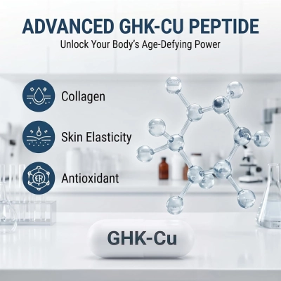 GHK-Cu Peptídeos de Cobre 120mcg, Suporte à Produção de Colágeno e Saúde da Pele, 120 Cápsulas, VVQ