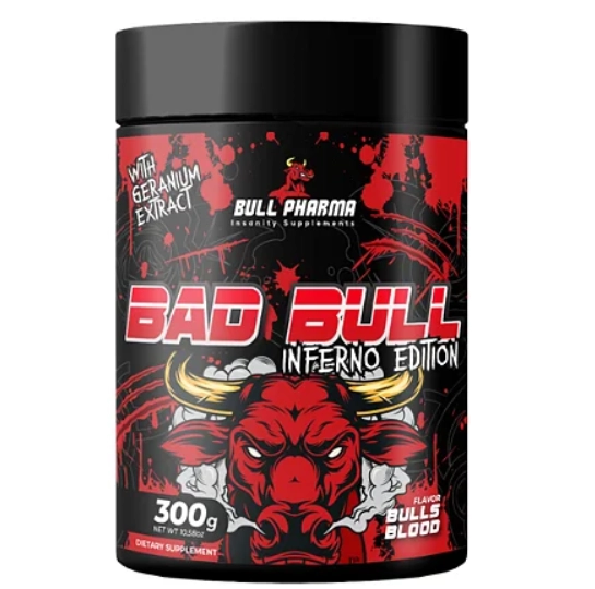 Pré Treino Bad Bull Inferno Edition, 300g Sabor Bulls Blood, Bull Pharma