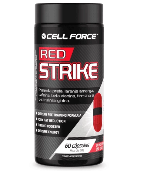 Red Strike, Termogênico e Pré-Treino, 60 Capsulas, Cell Force