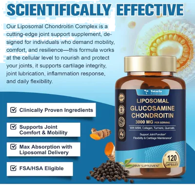 Liposomal, Glucosamina Condroitina com MSM e Colágeno 3000mg, 120 Cápsulas, Totaria Health