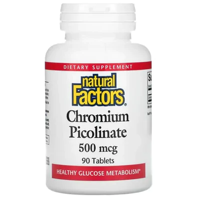 Picolinato de cromo, 500 mcg, 90 comprimidos, Natural Factors