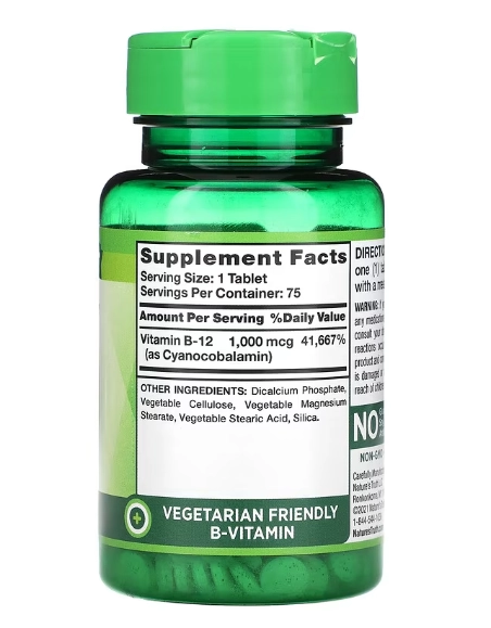 Vitamina B12, 1000mcg, 75 Comprimidos, Nature's Truth