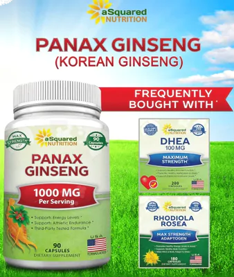 Red Korean Panax Ginseng 1000mg, 90 Cápsulas, aSquared Nutrition