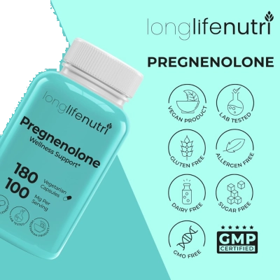 Pregnenolone 100 mg, 180 cápsulas, Long Lifenutri