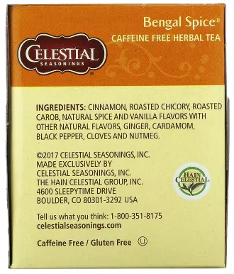 Chá de Ervas Sem Cafeína, Bengal Spice, 47g, Celestial Seasonings