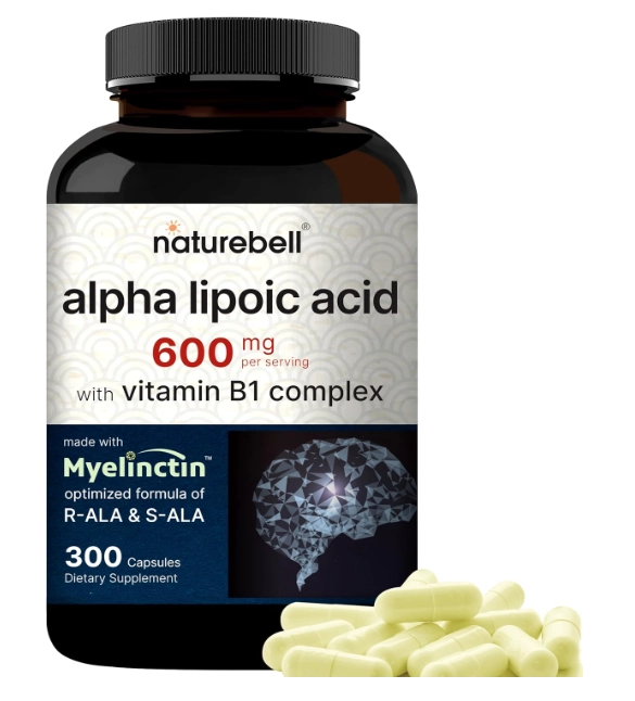 Ácido Alfa Lipóico com Complexo B1, 600mg, 300 cápsulas, NatureBell